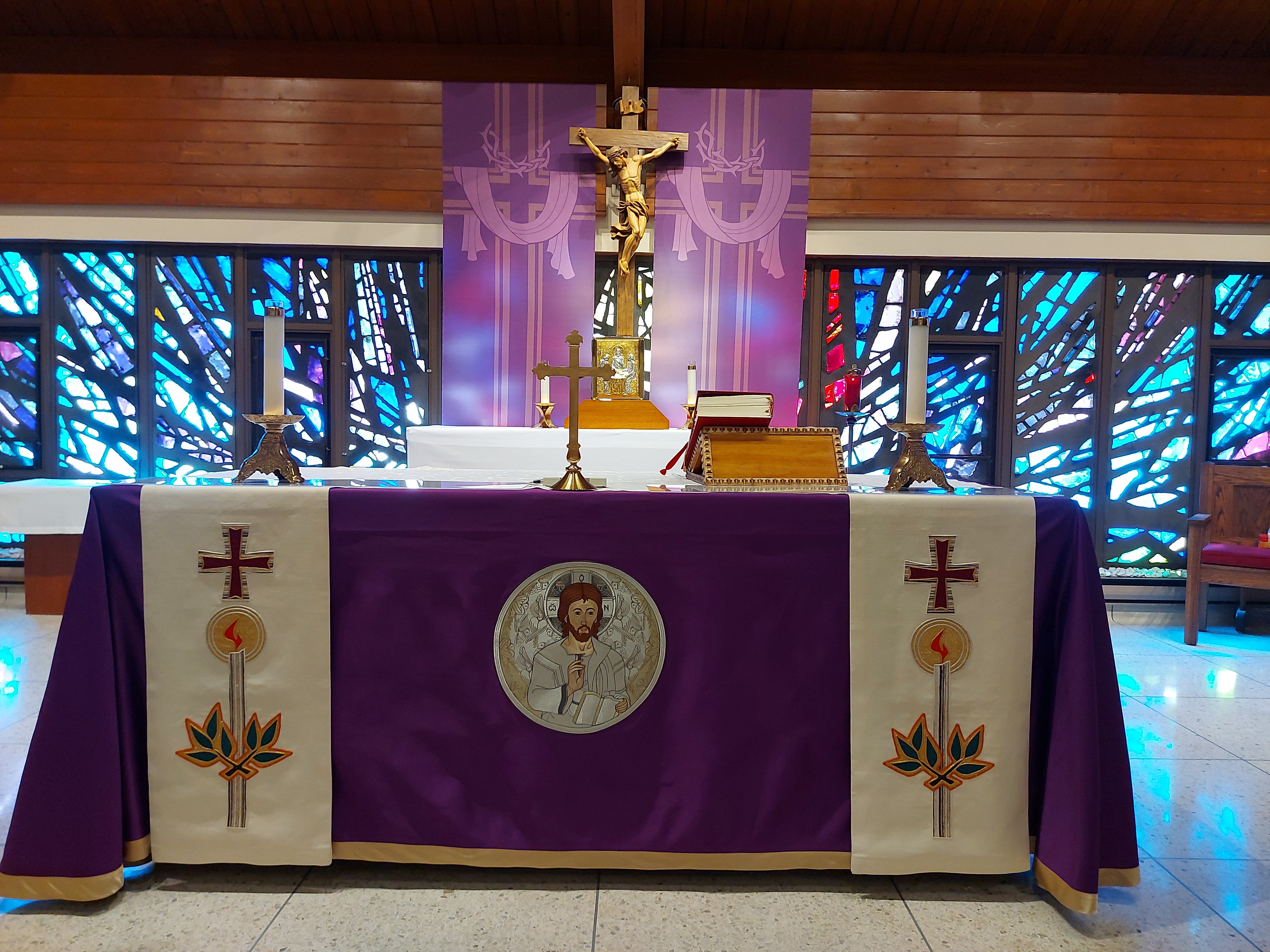 Image taken of the Altar Table and Tabernacle in the Sanctuary during the Lenten Season